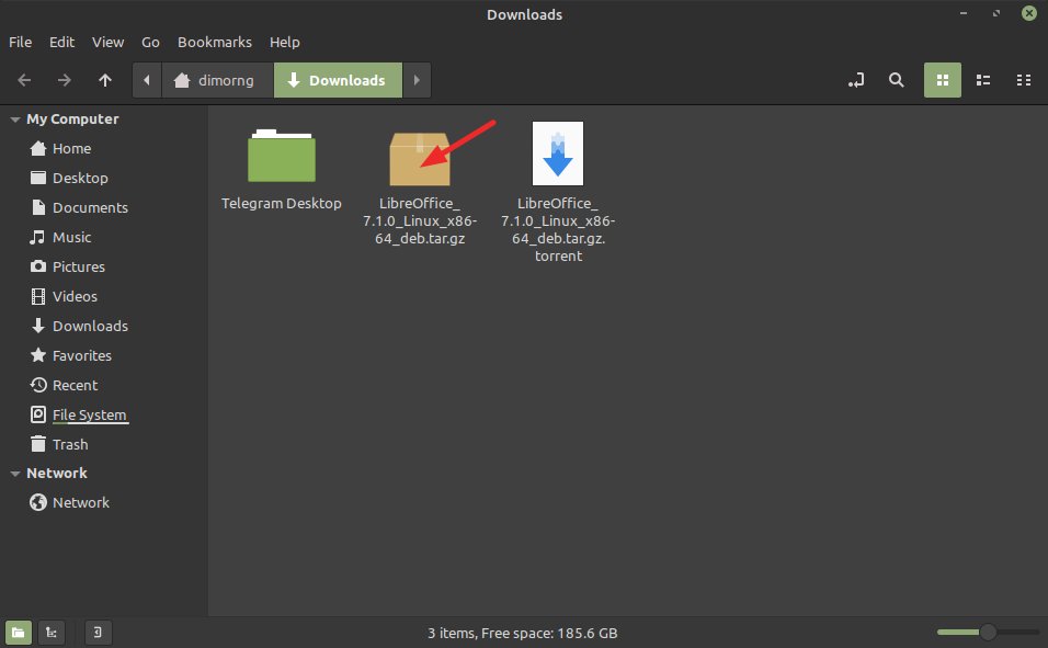 LibreOffice file that have been downloaded